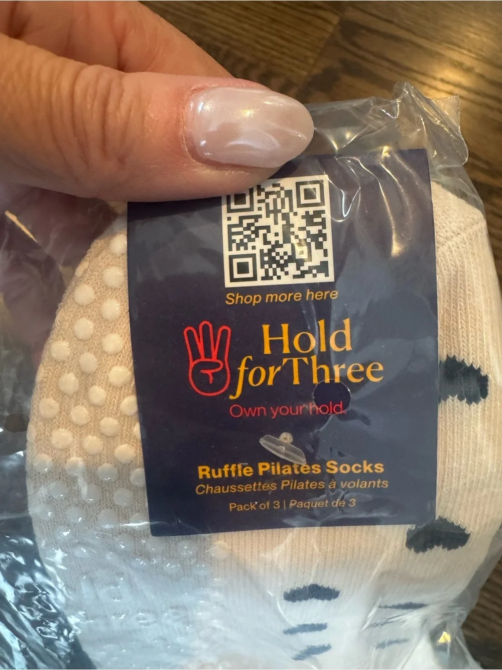 Hold for Three Women's Light Blue Ruffle Pilates Socks - Pack of 3